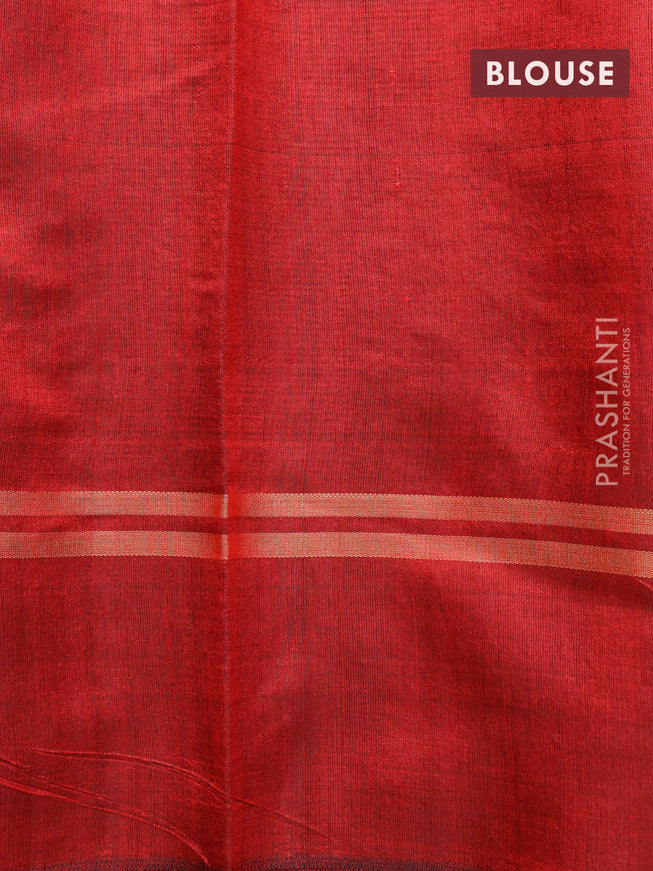 Dupion silk saree black and maroon with allover zari weaves and temple design zari woven simple border