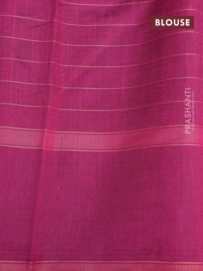 Dupion silk saree green and dark magenta with zari checked pattern & buttas and temple design rettapet zari woven border