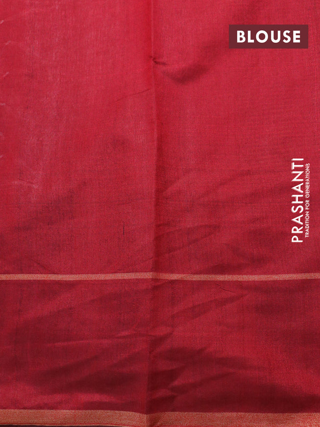 Dupion silk saree black and red with allover thread weaves and temple design rettapet zari woven border