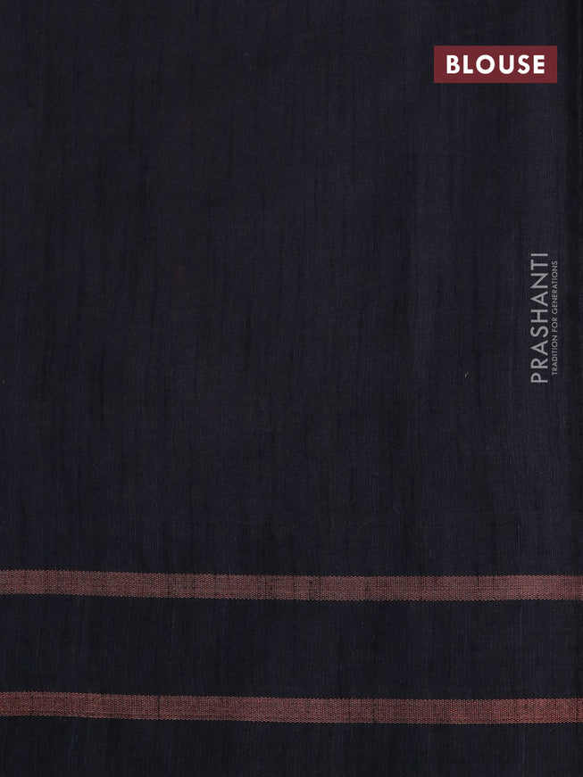 Dupion silk saree maroon and black with allover stripe weaves and temple design rettapet copper zari woven border