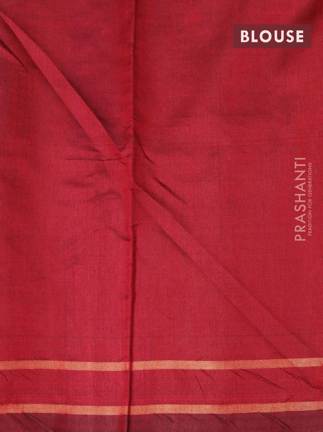 Dupion silk saree black and maroon with plain body and temple design rettapet zari woven border