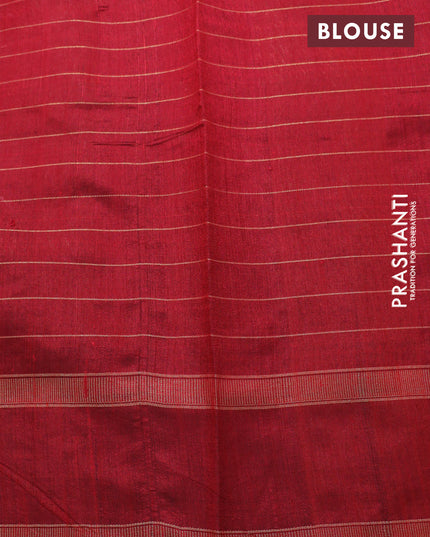 Dupion silk saree green and red with zari checked pattern & buttas and temple design rettapet zari woven border