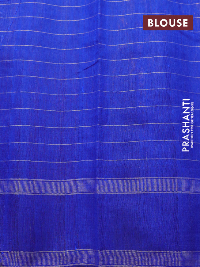 Dupion silk saree maroon and royal blue with zari checked pattern & buttas and temple design rettapet zari woven border