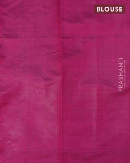 Dupion silk saree beige and dark magenta pink with allover zari woven stripe weaves and temple woven border