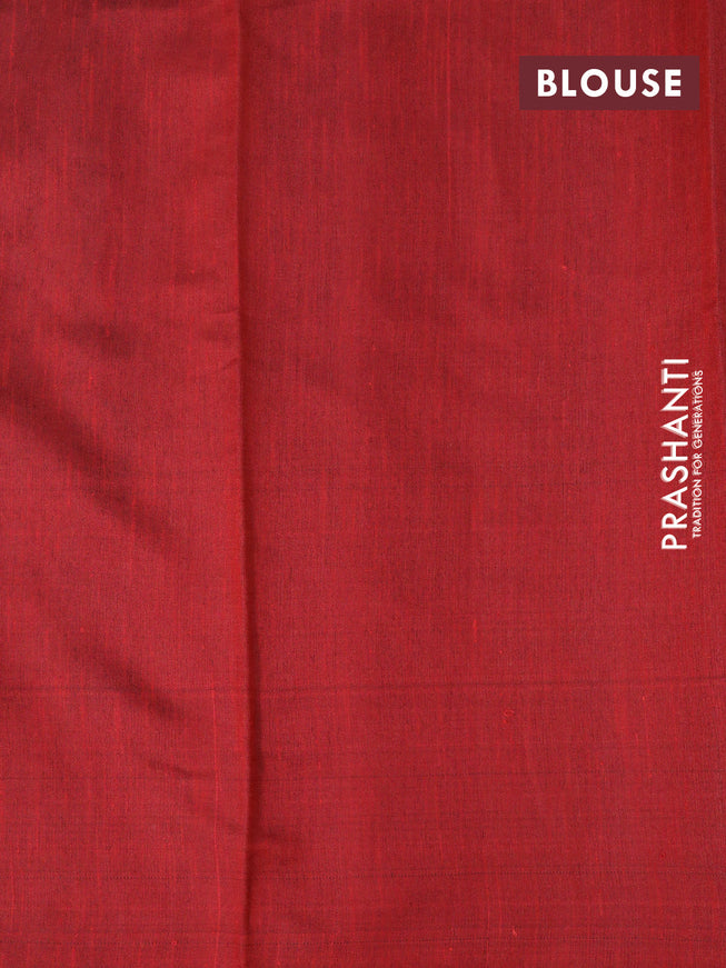 Dupion silk saree grey shade and red with allover thread stripe weaves and long temple woven border