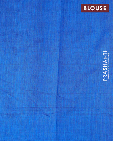 Dupion silk saree black and cs blue with plain body and temple woven zari border