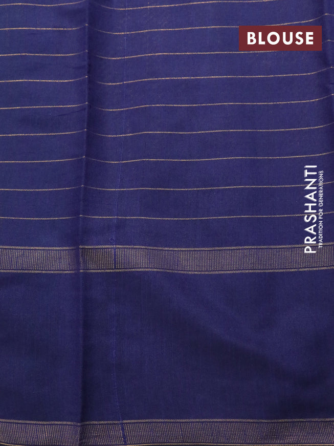 Dupion silk saree teal blue and dark blue with allover zari checks & buttas and temple design rettapet zari woven border