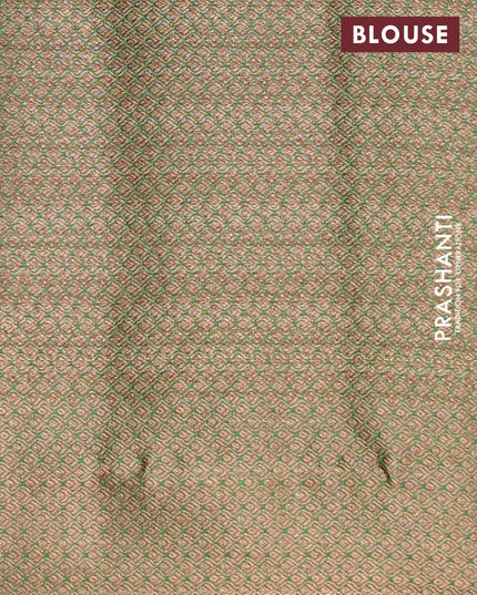 Banarasi semi matka saree rosy brown and green with thread & zari woven buttas and banarasi style border