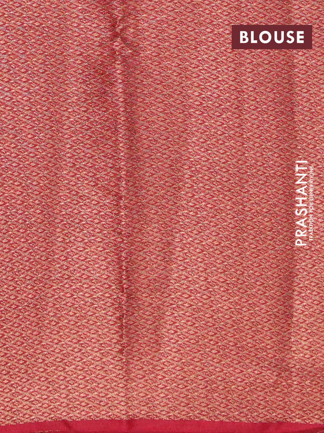 Banarasi semi matka saree pastel brown shade and maroon with thread & zari woven buttas and long banarasi style border
