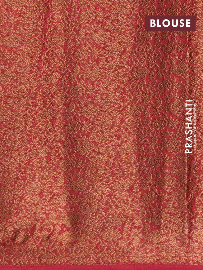 Banarasi semi matka saree grey shade and red with thread & zari woven buttas and banarasi style border