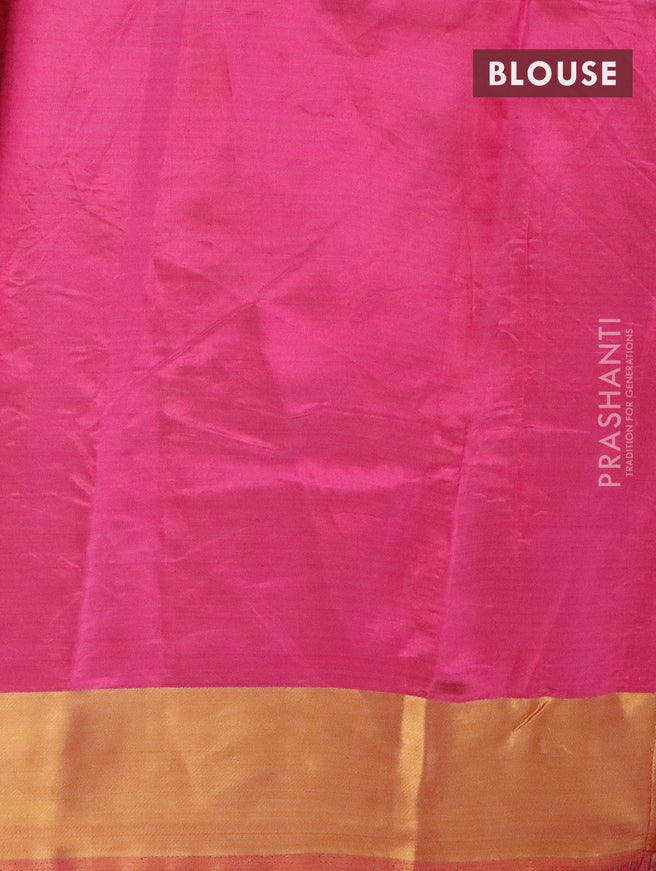 Semi raw silk saree magenta pink with thread & zari woven buttas and zari woven border