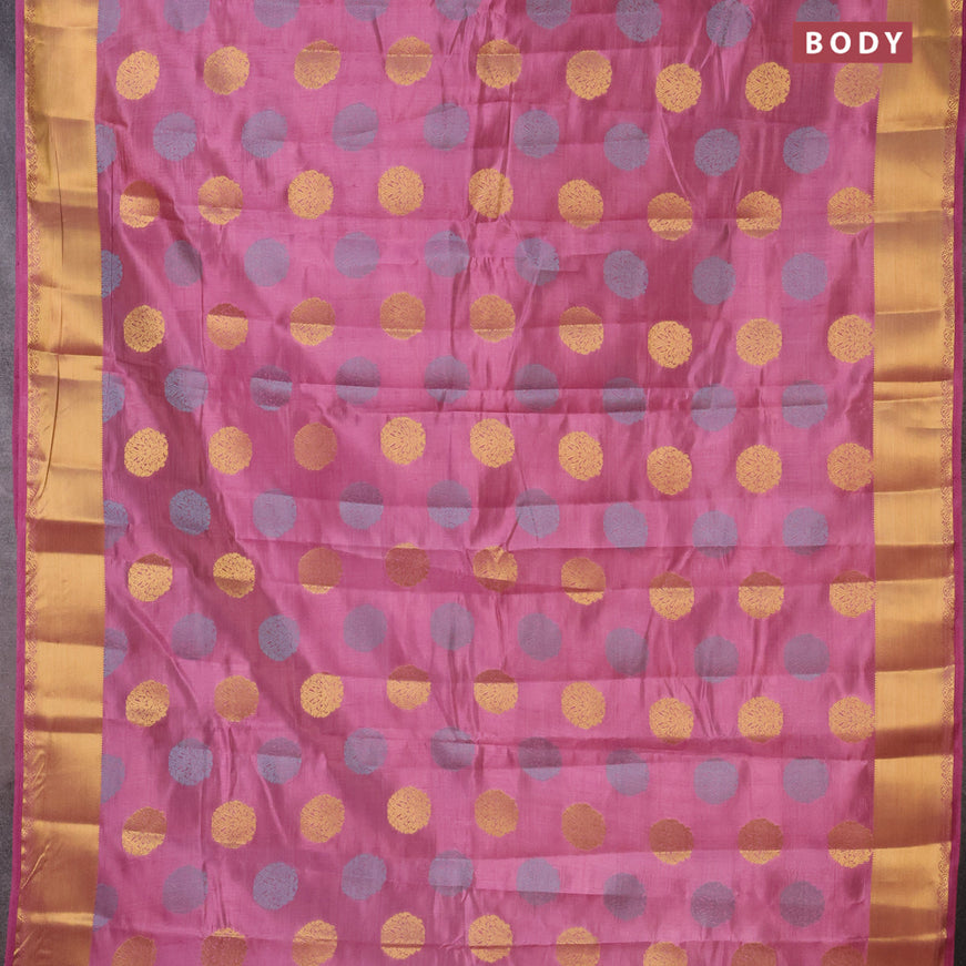 Semi raw silk saree mauve pink with thread & zari woven buttas and zari woven border