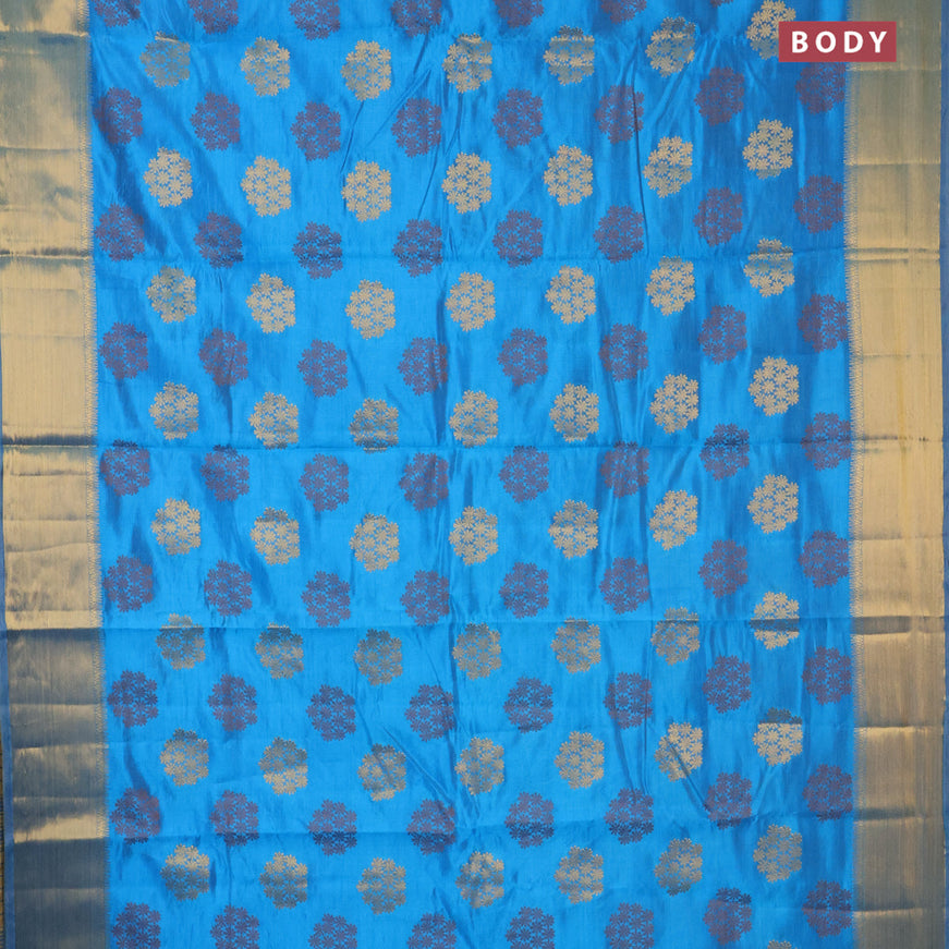 Semi raw silk saree off white with allover thread & zari woven buttas and zari woven border