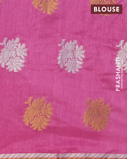 Semi raw silk saree mauve pink with thread & zari woven floral buttas and woven border