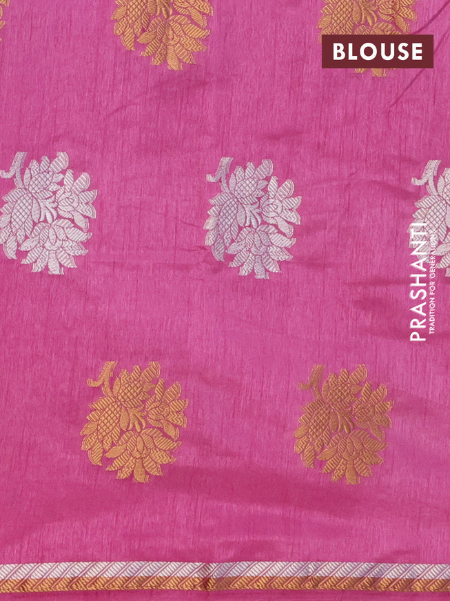 Semi raw silk saree mauve pink with thread & zari woven floral buttas and woven border