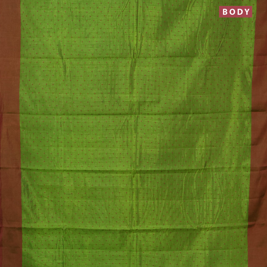 Semi raw silk saree mehendi green and dual shade of maroon with allover thread woven buttas and simple border