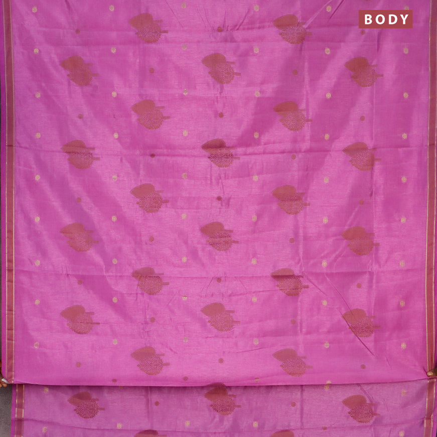 Semi raw silk saree lavender shade with thread & zari woven buttas and small zari woven border