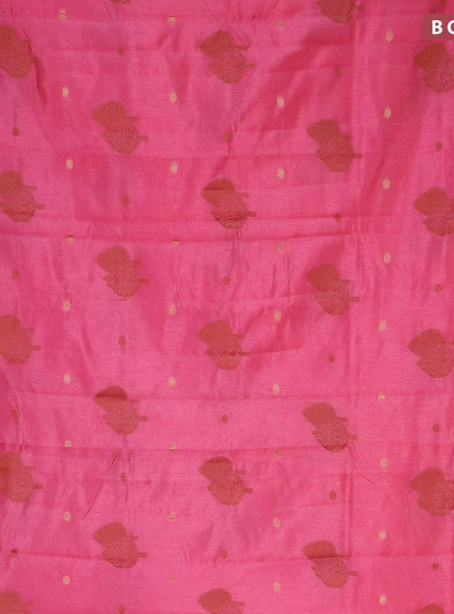 Semi raw silk saree pink with thread & zari woven buttas and small zari woven border