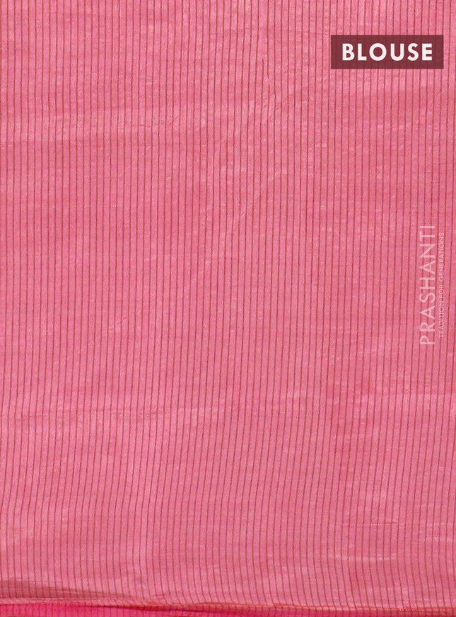 Semi raw silk saree pink with thread & zari woven buttas and small zari woven border