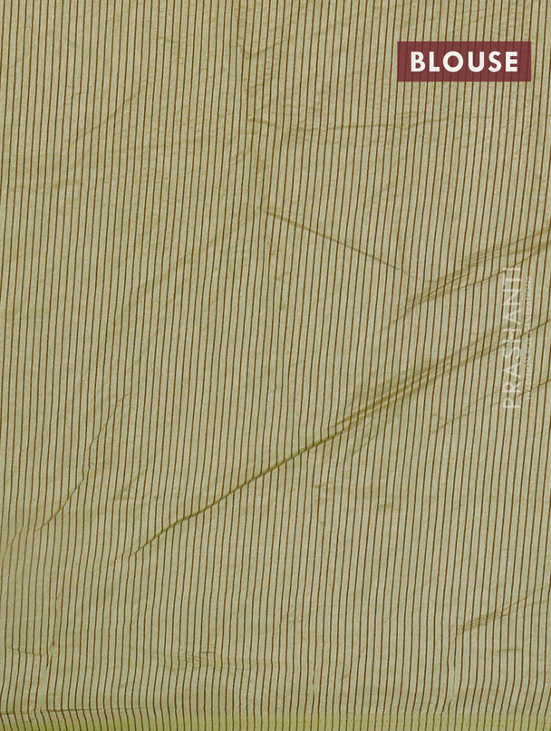 Semi raw silk saree pista green with thread & zari woven buttas and small zari woven border