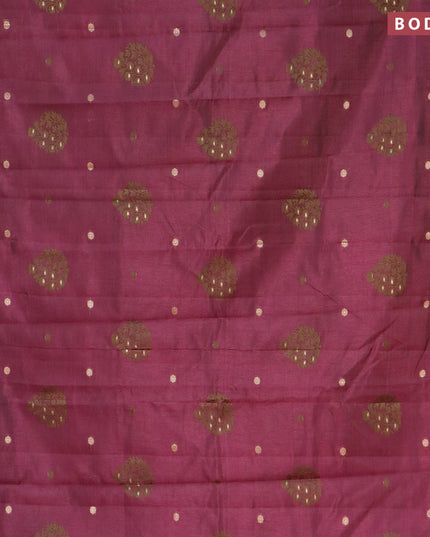 Semi raw silk saree wine shade with thread & zari woven buttas and thread woven border