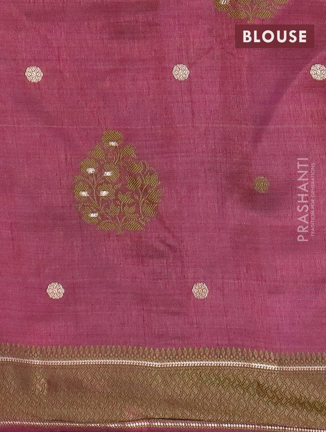 Semi raw silk saree wine shade with thread & zari woven buttas and thread woven border