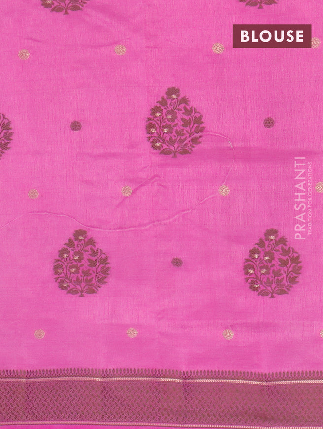 Semi raw silk saree pink shade with thread & zari woven buttas and thread woven border