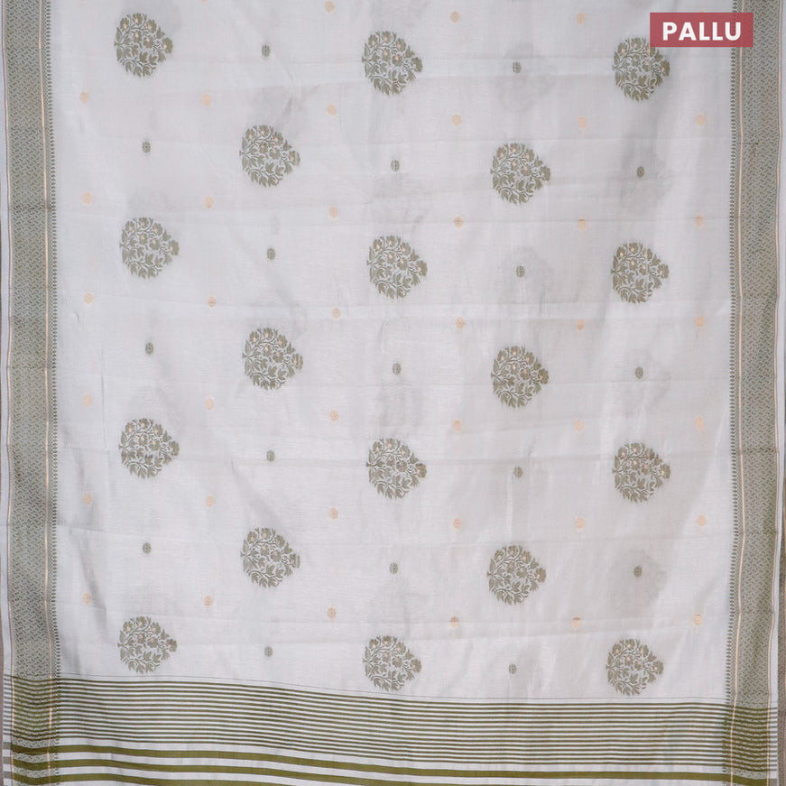 Semi raw silk saree pastel grey with thread & zari woven buttas and thread woven border