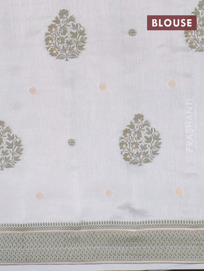 Semi raw silk saree pastel grey with thread & zari woven buttas and thread woven border