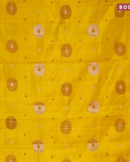Semi raw silk saree mustard yellow with thread & zari woven buttas and zari woven border