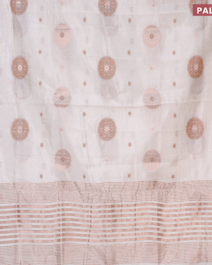 Semi raw silk saree off white with thread & zari woven buttas and zari woven border