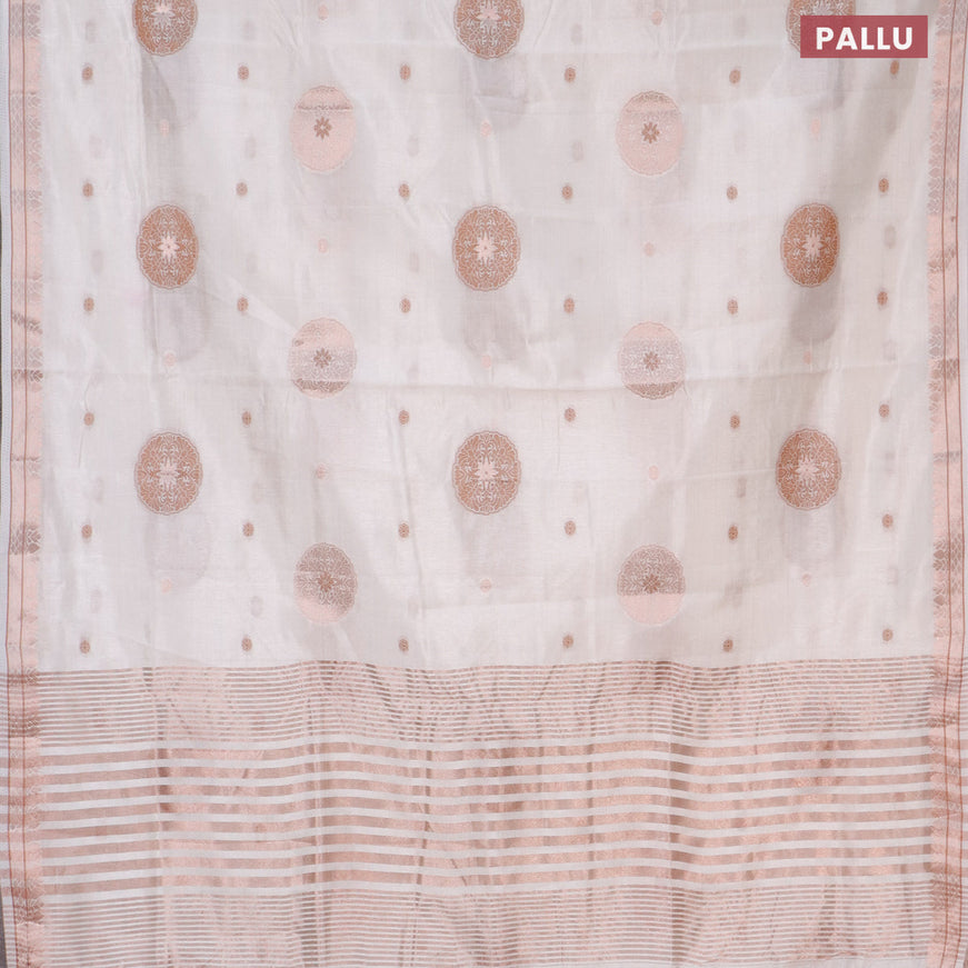 Semi raw silk saree off white with thread & zari woven buttas and zari woven border