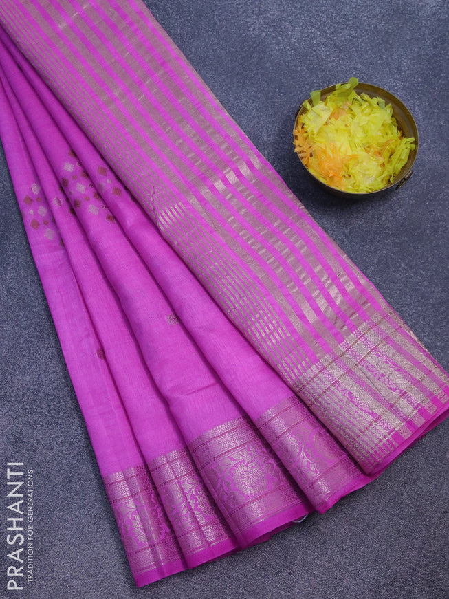 Semi raw silk saree pink with thread & zari woven buttas and zari woven border