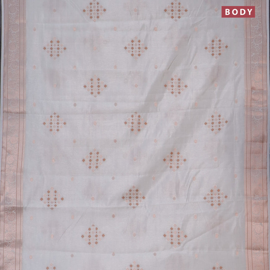 Semi raw silk saree pastel grey with thread & zari woven buttas and zari woven border