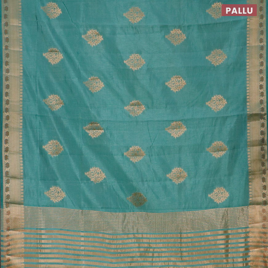 Semi raw silk saree pastel shade with floral zari woven buttas and zari woven border