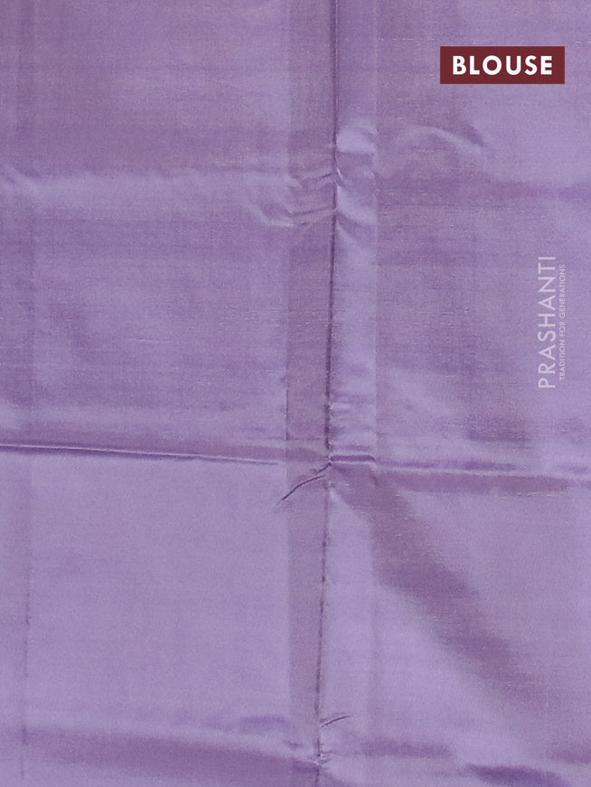 Banana pith saree dual shade peachish violet and lavender with thread woven buttas in borderless style with blouse