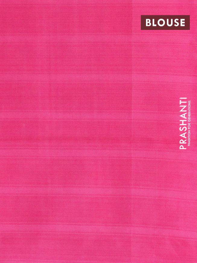 Banana pith saree violet and pink with thread woven buttas in borderless style with blouse