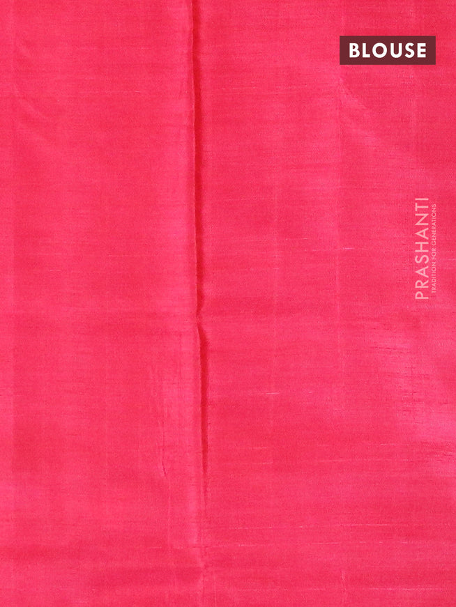 Banana pith saree sandal and pink with thread woven buttas in borderless style with blouse