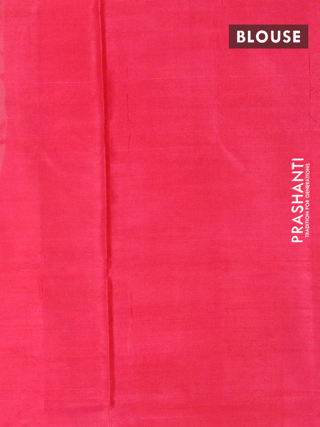 Banana pith saree sandal shade and pink with thread woven buttas in borderless style with blouse