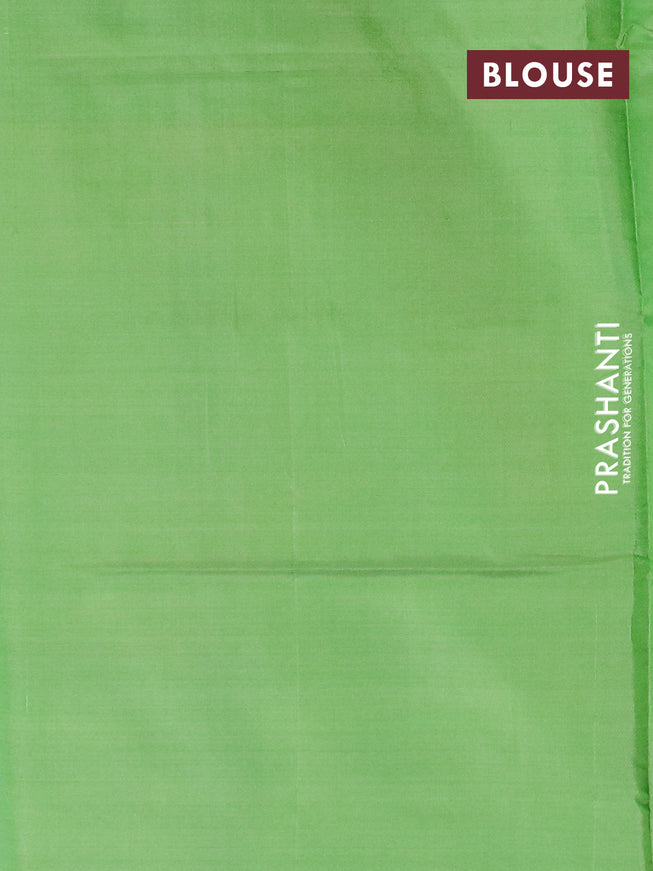 Banana pith saree royal blue and light green with thread woven buttas in borderless style with blouse
