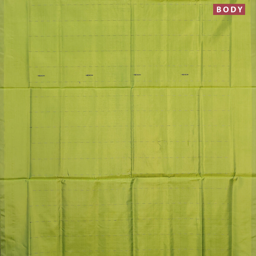 Banana pith saree light green and pink with allover thread weaves & buttas in borderless style with blouse