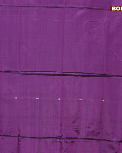 Banana pith saree purple and pale yellow with thread woven buttas in borderless style with blouse