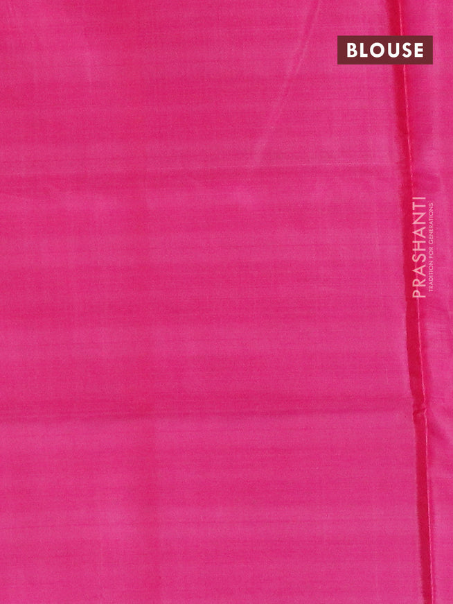 Banana pith saree pale orange and pink with thread woven buttas in borderless style with blouse