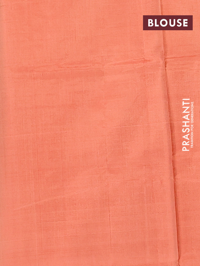 Banana pith saree grey and orange with thread woven buttas in borderless style with blouse