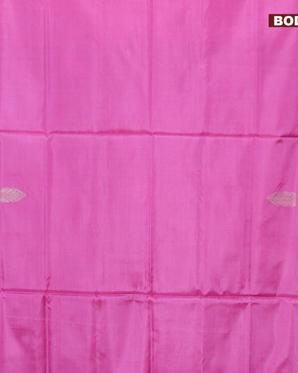 Banana pith saree pink shade and teal green shade with thread woven buttas in borderless style with blouse