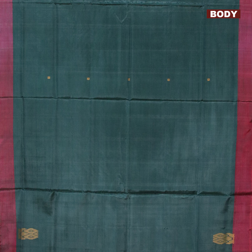 Banana pith saree dark green and dual shade of pink with thread woven buttas and contrast border with blouse