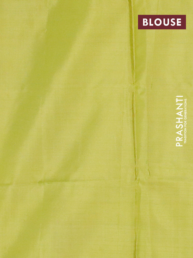 Banana pith saree purple and lime yellow with thread woven buttas in borderless style with blouse