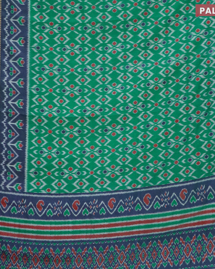 Semi tussar saree green and dual shade of green with allover ikat weaves and zari woven border