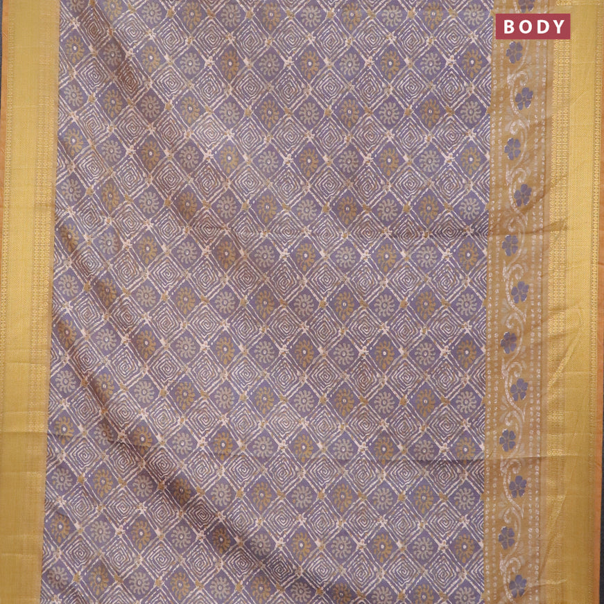 Semi tussar saree dual shade of blue shade and dark sandal with allover batik weaves and zari woven border