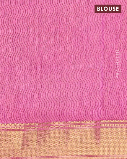 Semi tussar saree green and pink with allover patola weaves and zari woven border